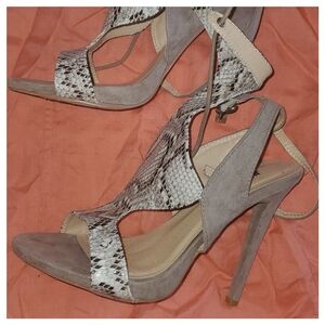 Snake heeled sandals